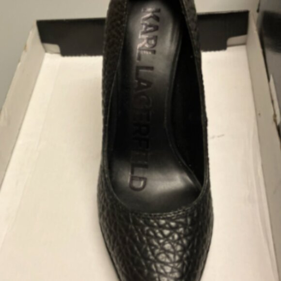 Karl Lagerfeld Women's Black Madelyn Slip On Pointed Toe Lug Sole Pumps 6.5 - Picture 6 of 9